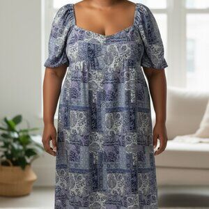 NSR Women Blue Pattern Dress LARGE